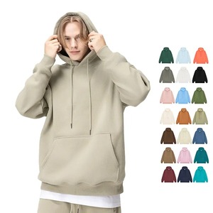 Sweat à capuche court personnalisé en polyester/coton pour homme, coupe décontractée, épaules tombantes, broderie épaisse, polaire, motif uni, séchage rapide, collection automne - Product Image 1