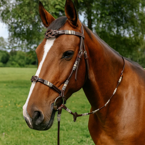 Coraza occidental ecuestre de alta calidad, cuero brillante tallado, duradero, acero inoxidable, costura elegante, Halter para montar - Product Image 2