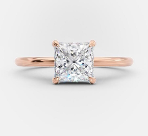 Bague en diamant taillé en princesse en or massif 10 carats diamant cultivé en laboratoire fiançailles de mariage halo caché pour l'amour - Product Image 1