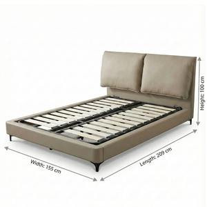 เตียงคิงไซส์สไตล์อิตาลีทันสมัยระดับไฮเอนด์ หุ้มด้วยหนัง PU โครงไม้มะฮอกกานี เฟอร์นิเจอร์ห้องนอนใหญ่ เตียงพร้อมเบาะนุ่ม - Product Image 6