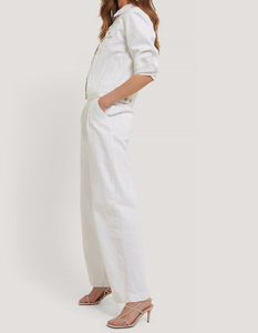 2025 PURE WHITE à la mode personnalisé Chenille patchs vestes en jean longueur courte surdimensionné léger lavé Denim veste - Product Image 3