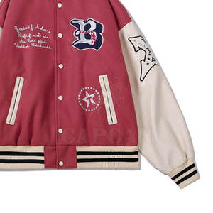 Parches bordados personalizados, chaquetas con letras de estilo universitario de manga larga con cuello para hombre levantado, solo para uso en invierno - Product Image 3