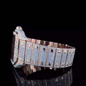 Reloj de Pulsera de Estilo Hip Hop Antiguo de Dos Tonos, con Esqueleto Escarchado, Diamantes Moissanite, Cristal y Acero Inoxidable, Unisex - Product Image 4