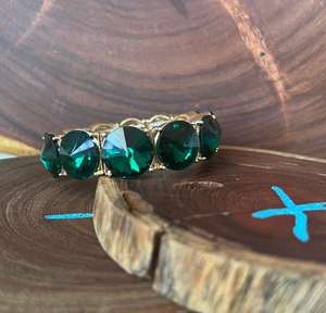 สร้อยข้อมือยืดพลอยเทียมสีเขียวมรกต925เงินสเตอร์ลิง14K ชุบทองแวววาวของขวัญเครื่องประดับสำหรับเธอ - Product Image 5