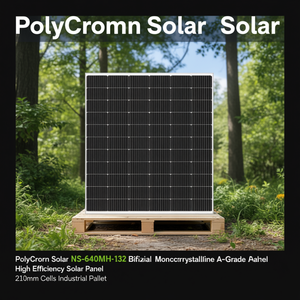แผงโซลาร์เซลล์ PolyCrown Solar NS-640MH-132 แบบสองหน้า โมโนคริสตัลไลน์ เกรด A ประสิทธิภาพสูง เซลล์ขนาด 210 มม. บรรจุบนพาเลทสำหรับอุตสาหกรรม - Product Image 3