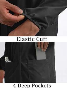 Robe de soins infirmiers en coton sergé noir sur mesure, faible MOQ, robe de laboratoire longue, blouse médicale de qualité supérieure, blouses de médecin - Product Image 4