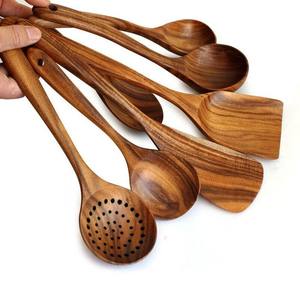 Juego de cubiertos modernos ecológicos de madera de nogal Natural hechos a mano, tenedor y cuchara, vajilla para fiesta de boda, utensilios de cocina duraderos - Product Image 5