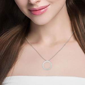 Pendentif rond en forme de diamant serti à griffes, éternité, cercle, pour femmes - Product Image 1