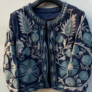 Suzani velours broderie Kimono manteau boutons faits à la main doux vêtements d'hiver veste manteau Floral femmes manteau - Product Image 1