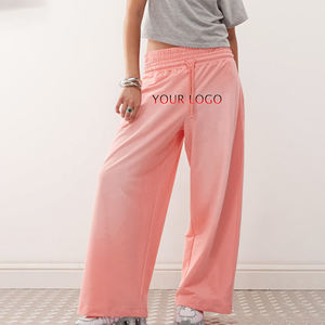 High Quality Custom Screen <b>Printed</b> Logo Elastic WaistBand Sweatpants 100% Cotton French Terry Baggy Stacked Flare Jogger - Product Image 1