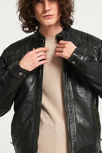 Chaqueta de Cuero para Hombre, Estilo Urbano, con Cierre, Impermeable, Ecológica, Transpirable, de Invierno, con Ajuste Holgado, Logotipo Personalizado OEM - Product Image 3
