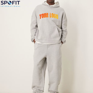 Conjunto Deportivo de Invierno para Hombre, Talla Grande, Estilo Urbano Vintage, Estampado, 100% Algodón, Felpa, Transpirable, Ecológico, Sudadera con Capucha y Pantalones Deportivos Personalizados - Product Image 4