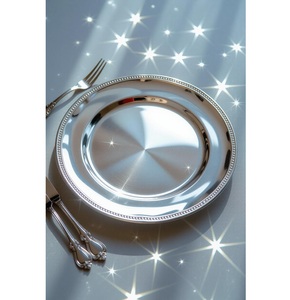 Plato de Presentación de Acero Inoxidable de Lujo de 13 Pulgadas con Borde de Cuentas, Plato Redondo de Metal para Decoración de Mesa de Boda/Banquete - Product Image 6