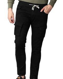 กางเกงคาร์โก้ผ้าฝ้ายสีดำสำหรับผู้ชายดีไซน์สวยทันสมัยมีขนาดและสไตล์ - Product Image 2