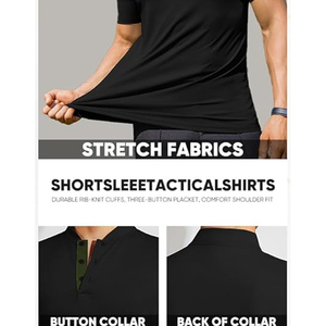 Custom Logo 100% Polyester Casual Dry Fit Short Sleeve Lightweight Breathable <b>Collarless</b> Golf Polo <b>Shirts</b> for <b>Men</b> - Product Image 6
