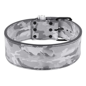 Nuevo cinturón de levantamiento de pesas de cuero de 4 pulgadas de ancho con estampado de camuflaje blanco personalizado de 10mm - Product Image 2