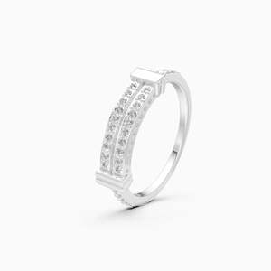 Anillo de Diamantes Cultivados en Laboratorio con Corte Redondo de Doble Hilera, 0.21 Ct, en Oro Amarillo, Blanco y Rosa de 9K - Product Image 1