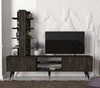 Unit TV Desain Modern Mewah Eksklusif Nero Chipboard Dari Turki DEKORISTER Furnitur Kayu Apartemen Ruang Tamu Kamar Tidur