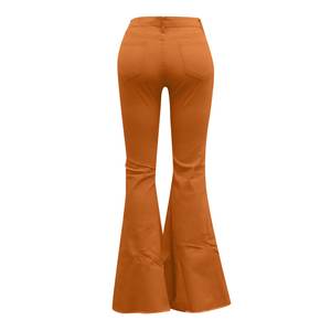 OEM Jeans en denim évasé à jambe large et à taille moyenne pour femmes, décontractées, écologiques, roses - Product Image 4