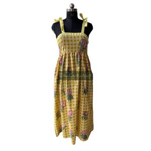 Cotton Floral Print Striped <b>Dress</b> Handmade Tunic <b>Dress</b> Western Design Outdoor <b>Sexy</b> Beach Summer Casual Wear <b>Dress</b> - Product Image 1