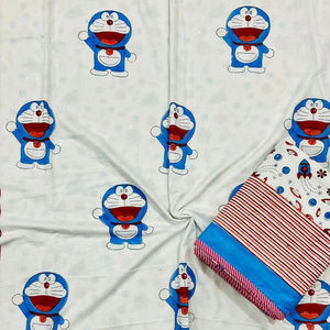 Jaipuri traditionnel main bloc Doremon dessin animé imprimé Mulmul tissu enfants couette meilleur pour les hivers pour la maison, l'hôtel, l'hôpital - Product Image 1