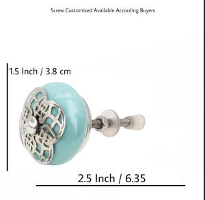Venta caliente Industrial marroquí plata filigrana Aqua perillas de cerámica elegante cajón gabinete manija Tiradores para dormitorio Cocina - Product Image 3