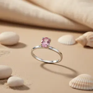 Bague en argent 925 avec topaze rose pour femmes, bijoux élégants en pierres précieuses - Product Image 2