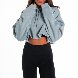 2025 Sudadera con capucha corta personalizada para mujer, sudaderas y sudaderas informales para mujer, pulóver recortado, transpirable, sudaderas con capucha de gran tamaño para mujer - Product Image 2