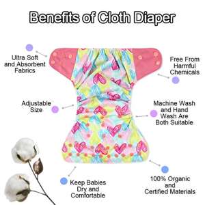 Natucare BSCI Vente en gros Nouveau-né Bébé Utilisation de <span class=keywords><strong>nuit</strong></span> Couches lavables <span class=keywords><strong>Taille</strong></span> unique biologique Couches lavables pour bébé - Product Image 5