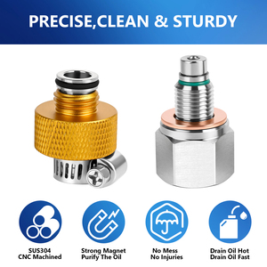 Vanne de vidange <span class=keywords><strong>d</strong></span>'<span class=keywords><strong>huile</strong></span> magnétique en acier inoxydable M12*1.5/M12*1.25/M14*1.5, bouchon de vidange de carter <span class=keywords><strong>d</strong></span>'<span class=keywords><strong>huile</strong></span>, changements <span class=keywords><strong>d</strong></span>'<span class=keywords><strong>huile</strong></span> propres et sûrs - Product Image 2