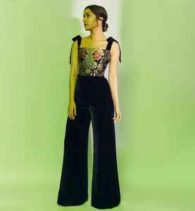 Palazzo supérieur imprimé numérique brodé en velours élégant de créateur dernier cri - Product Image 5