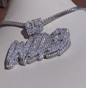 Pendentif personnalisé de 3.30 ct en véritable moissanite en argent sterling 925 Style diamant de luxe pour mariage et fête avec breloques pour enfants - Product Image 3