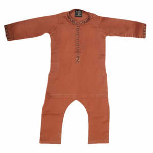 Traje Shalwar Bordado para Niños - Marrón - Product Image 3