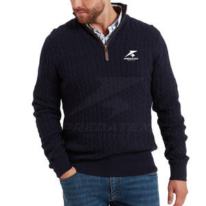 Pull personnalisé en coton mélangé avec fermeture éclair quart de tour, col montant, coupe classique, respirant, séchage rapide, écologique, unisexe - Product Image 1