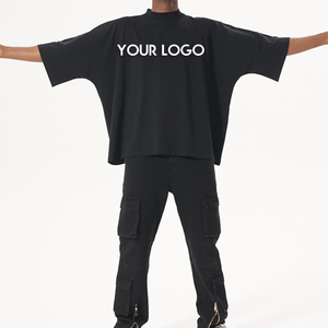 Logo personnalisé 300G pur coton petit t-shirt lourd hommes Hip Hop Boxy Fit blanc surdimensionné t-shirt court pour hommes - Product Image 5