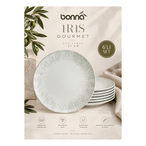 Assiettes plates Iris Gourmet 27 cm, lot de 6, grandes assiettes de service pour dîner, lavables au lave-vaisselle, pour restaurants - Product Image 1