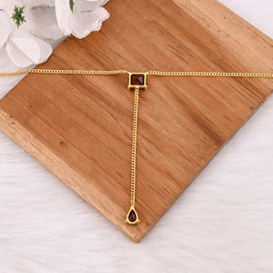 High Quality Classic Gold Plated 925 Sterling <b>Silver</b> Necklace With Mozambique Garnet Gemstone Prong Setting Necklace Jewelry - Product Image 3