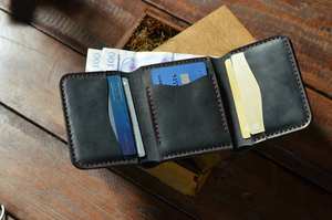 Logo personnalisé Vintage en cuir véritable pour hommes Portefeuille à trois volets Fermeture ouverte Court Longueur LTW-0060 Qualité supérieure - Product Image 3