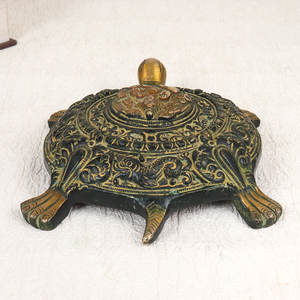 Tortuga de latón de alta calidad Yantra del Señor Ganesha para la oración, compra a los mejores precios en el Palacio de las Artes de La India - Product Image 2
