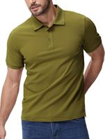 Camisa de Hombre Verde Oliva 100% Algodón con Logotipo en la Espalda, Impresión Digital, Manga Corta, Sólida, Casual, Tejida, Transpirable, Corte Regular