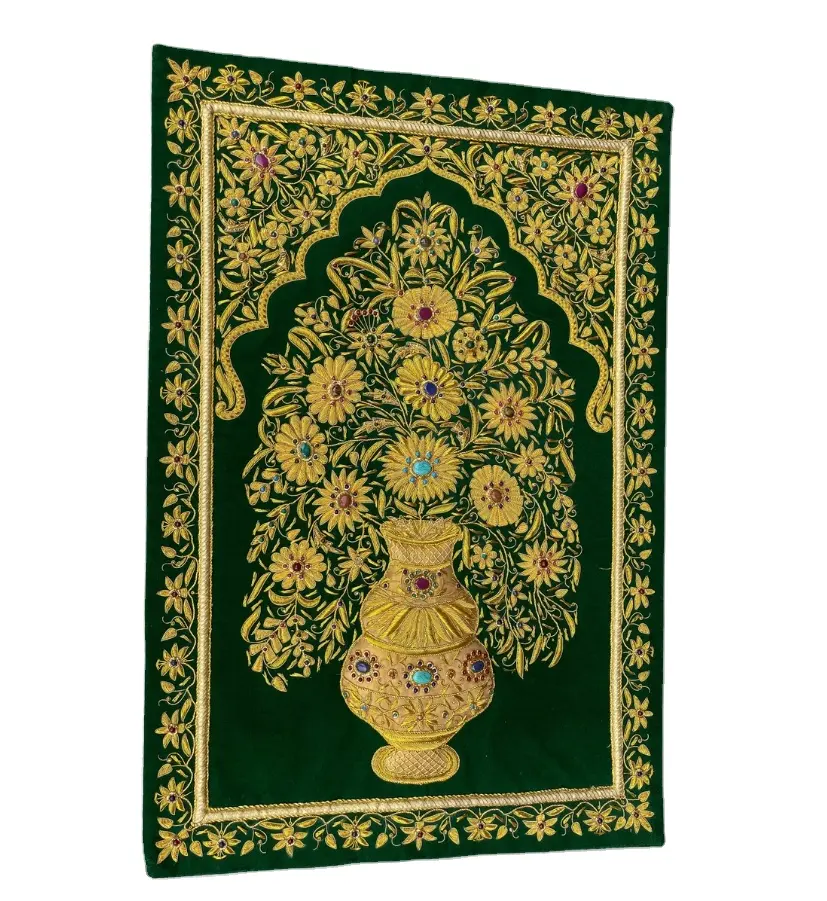Tapete de elefante artesanal persiano, joia, floral, pendurado na parede