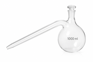 Fiole à col long en verre borosilicaté Samco Lab 1000 ml avec bouchon en verre rodé et tube - Product Image 2