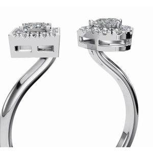 Toi et Moi หัวใจและเจ้าหญิงฮาโลแลปโตแหวนเพชรสำหรับปลูกใน9K 14K 18K สีเหลืองกุหลาบขาวทองเครื่องประดับสำหรับงานหมั้น - Product Image 3