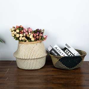 Indoor Home Decorations Outdoor Garden Accessories Natural Eco Straw <b>Seagrass</b> Belly <b>Basket</b> for Plants - Product Image 2