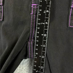 Gothic Black Pants Purple Stitch Wholesale 100% Cotton Punk Emo Zipper Studs <b>Trousers</b> - Product Image 6