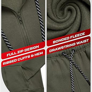 Conjunto de 2 piezas de chándal de manga larga con capucha de Jacquard para hombre, pantalones de chándal para correr, chándal - Product Image 4