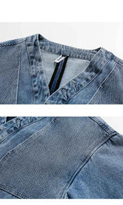 Chaqueta Vaquera de Mezclilla para Hombre, Diseño Nuevo 2024, Venta al por Mayor, Lisa, Manga Larga, Un Solo Botón, Estilo Vaquero, Oferta - Product Image 2