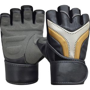 Gants de fitness en cuir demi-doigts en gros pour la salle de sport, entraînement, enveloppement de poignet réglable, design antidérapant pour la musculation - Product Image 1
