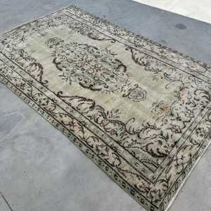 Tapis turc vintage 4,4x7,6 pieds, tapis oriental en laine gris - Product Image 2