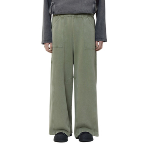 Haute qualité coupe régulière grande taille hiver hommes Streetwear coton lavé Vintage jambe large pantalon de survêtement droit - Product Image 3